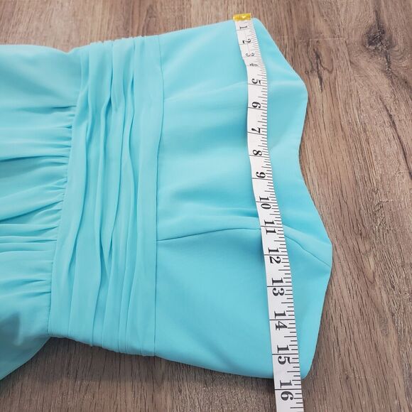 Alfred Angelo Strapless Midi Dress Asymmetric Hem Sz 4 Blue Whimsy Fairy Wedding - Picture 9 of 13